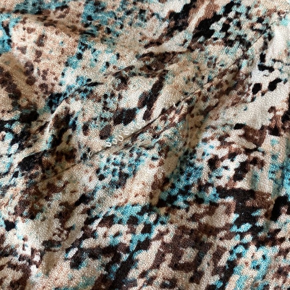 New AFRM Long Sleeve Midi Dress, Aqua All-Over Snake Print, Size Medium - Picture 2 of 16